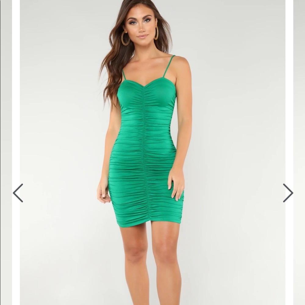 Green rushed fashion nova dress size L